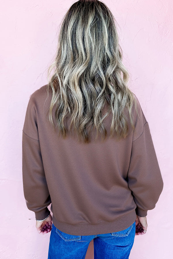 Contrast Terry Bow Pattern Drop Shoulder Sweatshirt