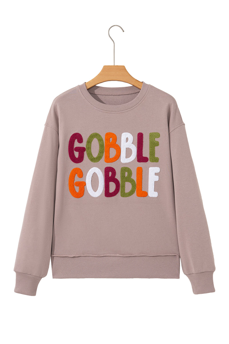 GOBBLE Letter Graphic Thanksgiving Shift Sweatshirt