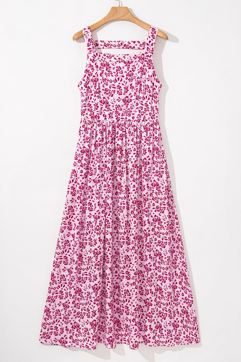 Floral Cutout Back Empire Waist Sleeveless Maxi Dress