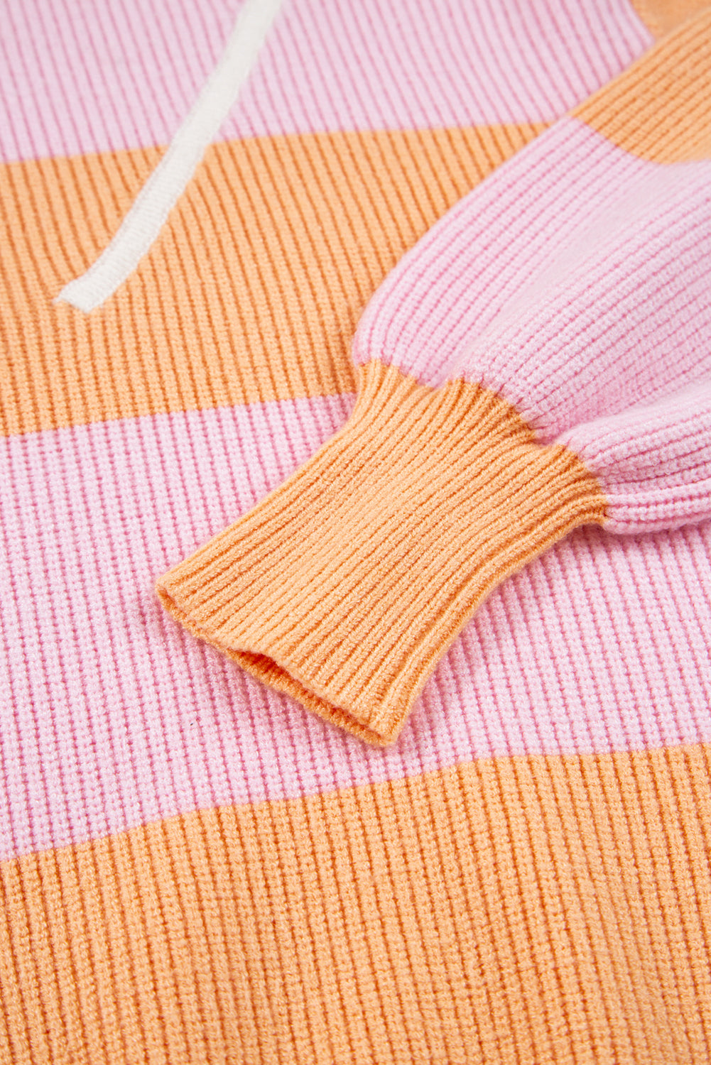 Stripe Colorblock Half Zip Oversize Sweater