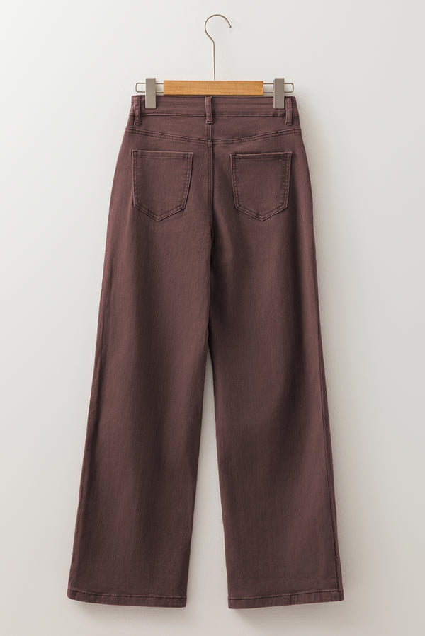Loose Straight High Waist Solid Color Jeans
