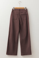 Loose Straight High Waist Solid Color Jeans