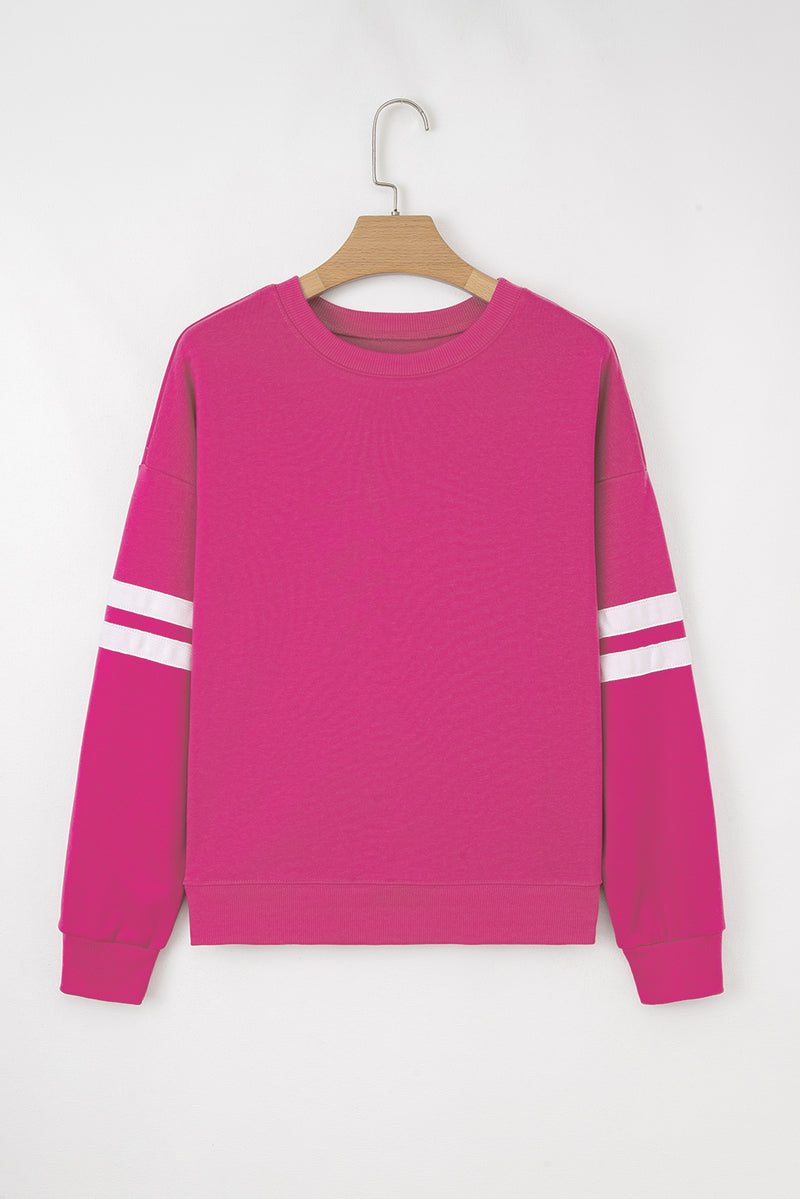Varsity Striped Detail Drop Shoulder Oversized Sweatshirt