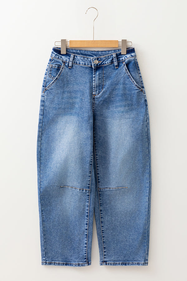 High Waist Straight Leg Ankle Jeans
