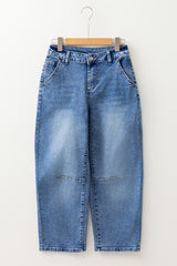 High Waist Straight Leg Ankle Jeans