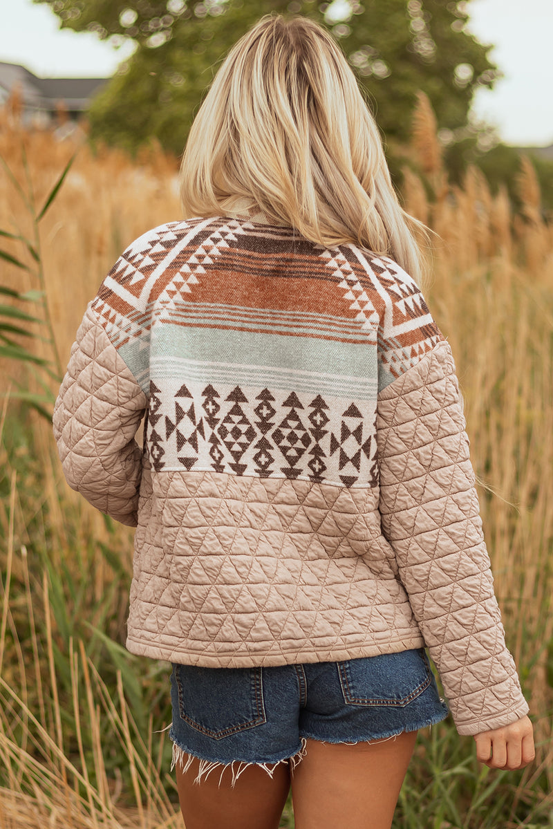Light French Aztec Quilted Patchwork Western Fashion Jacket
