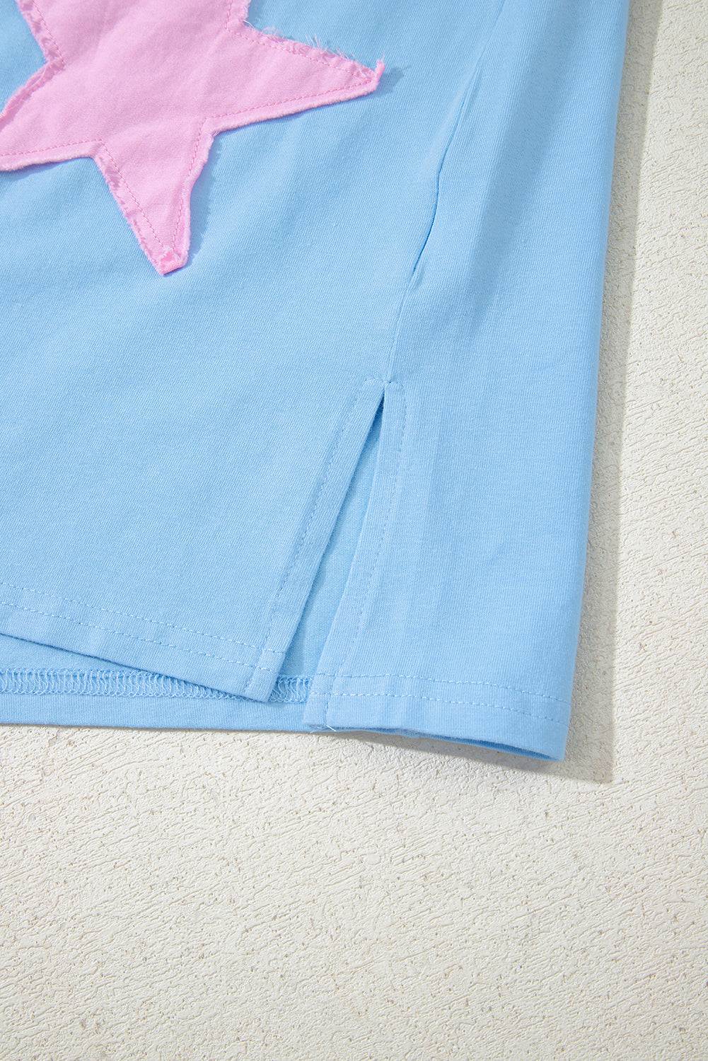 Frayed Denim Star Patched Oversize T Shirt