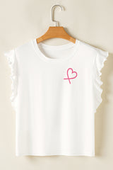 Ruffled Tank Top And Heart Print Pants Lounge Set