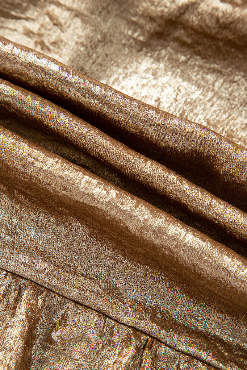 Metallic Tied Front Babydoll Blouse