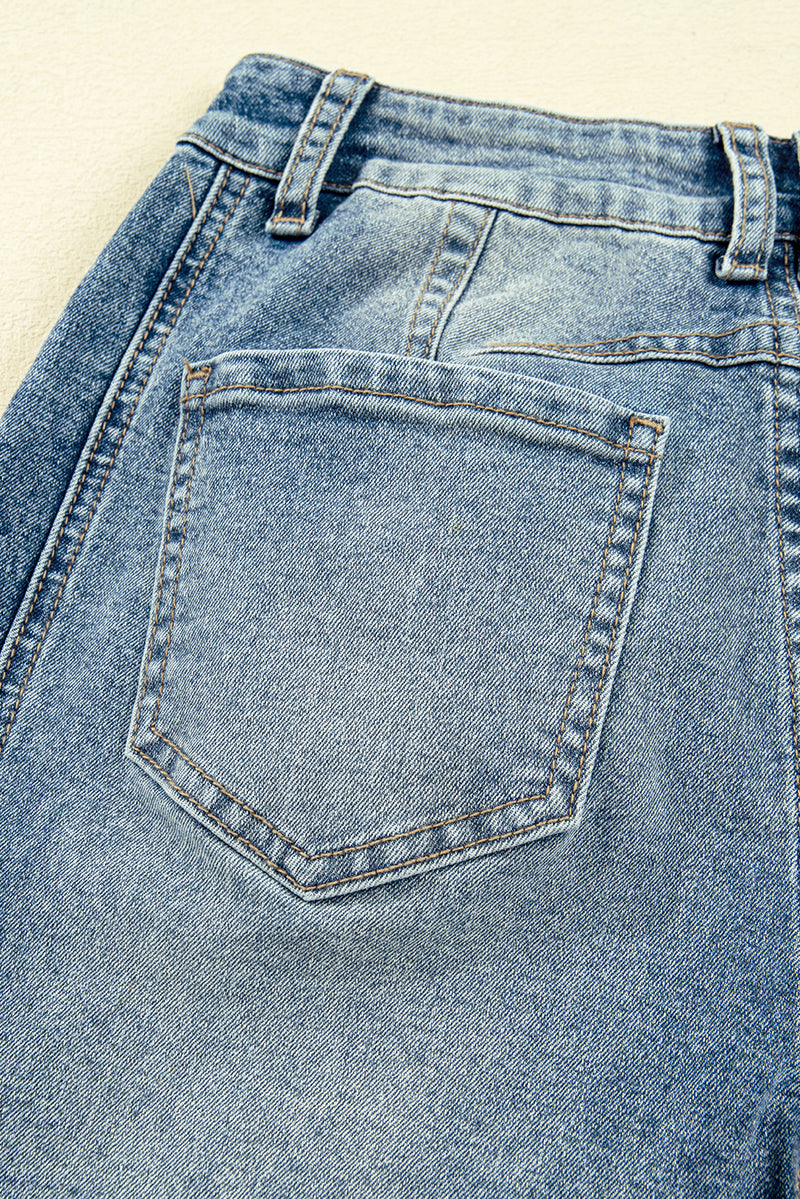 Blue Vintage Washed Seam Detail Shift Jeans