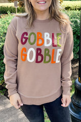 GOBBLE Letter Graphic Thanksgiving Shift Sweatshirt