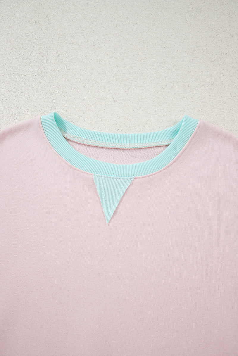 Striped Color block Patchwork Drop Shoulder Sweatshirt