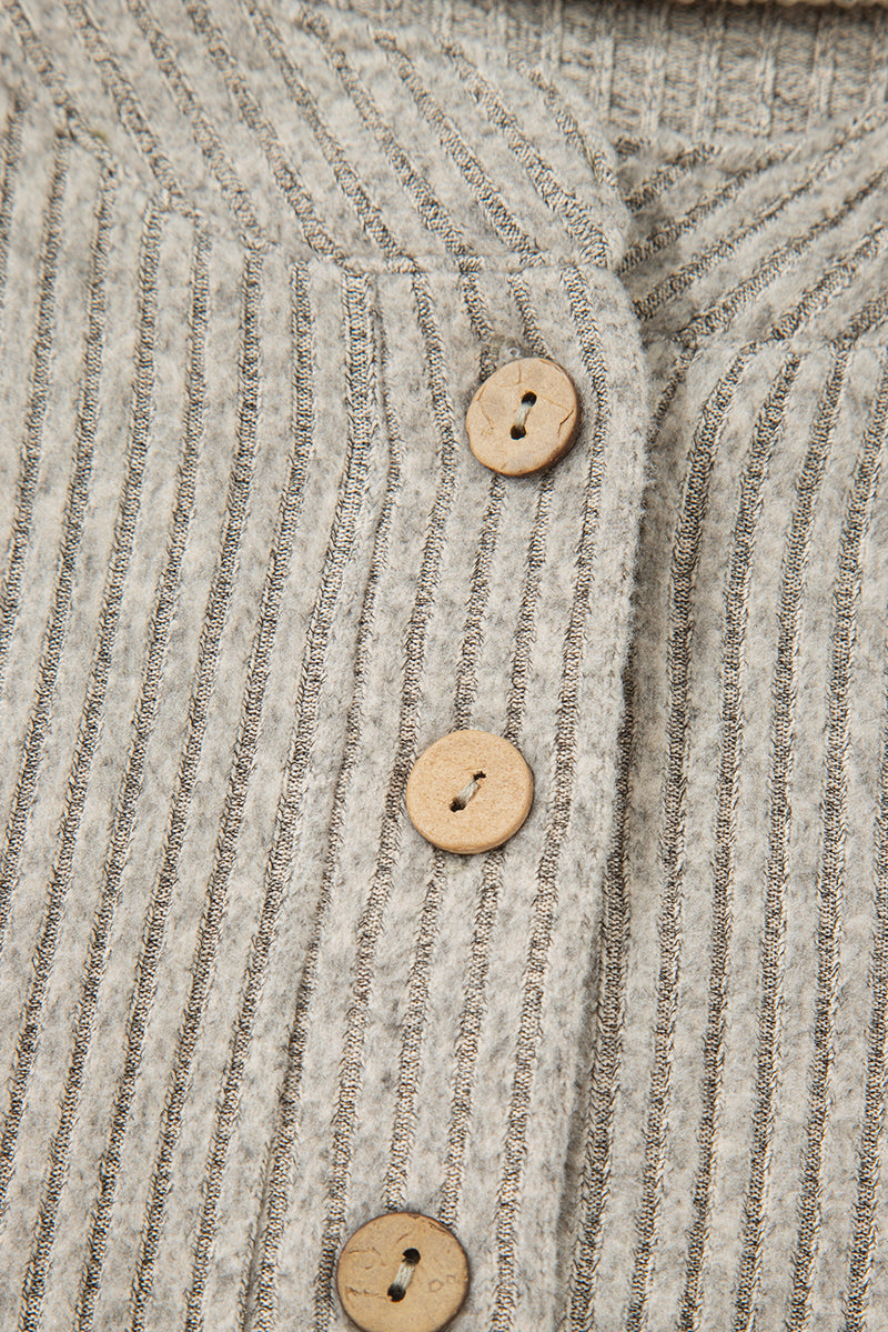 Ribbed Texture Drop Shoulder Henley Knit Top