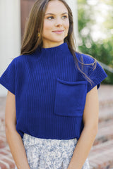 Patch Pocket Ribbed Knit Short Sleeve Sweater