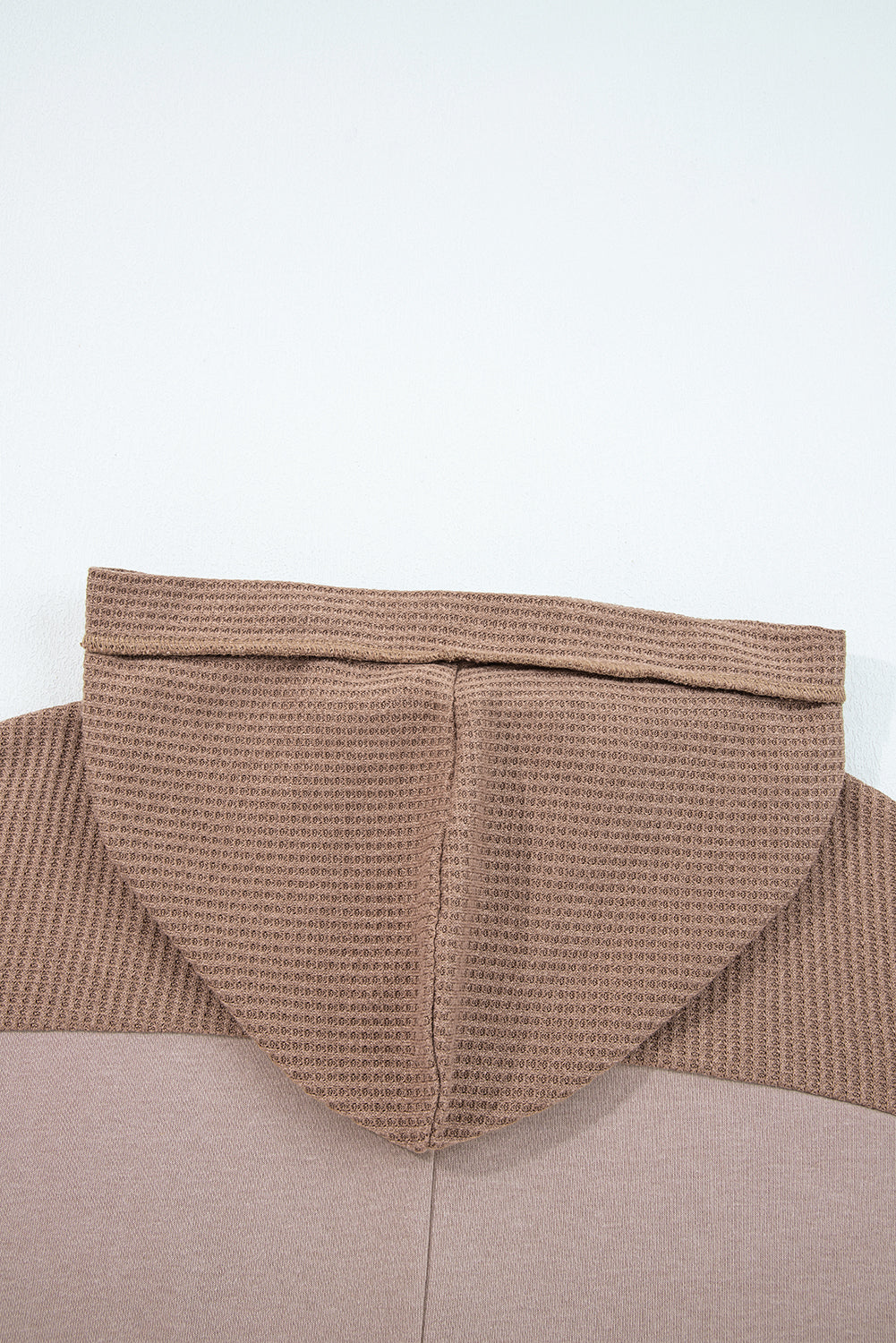 Waffle Contrast Patchwork Plus Size Pocketed Hoodie