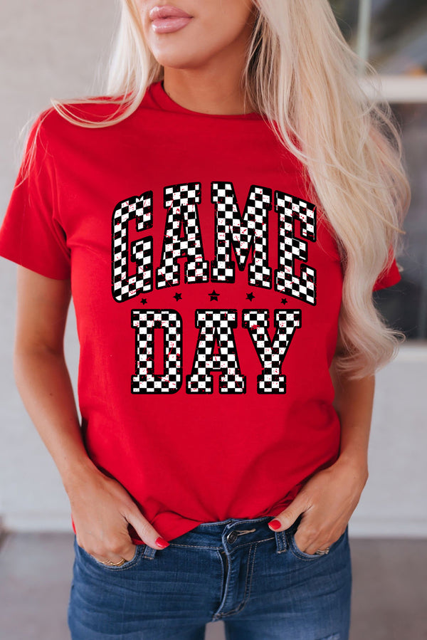 Statement Checkered Game Day Graphic T Shirt