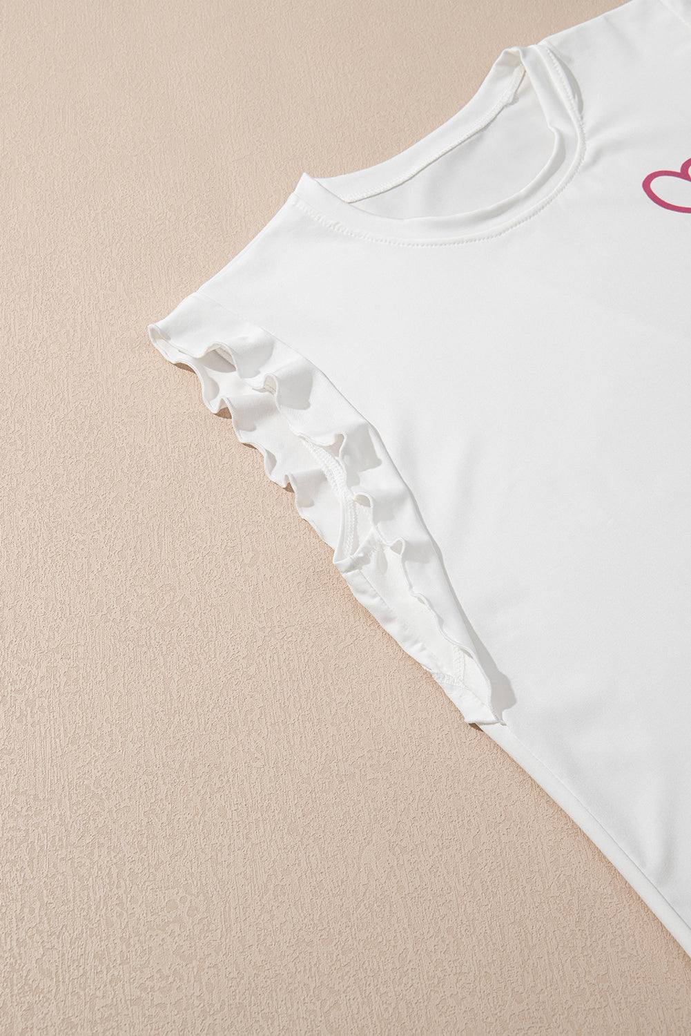 Ruffled Tank Top And Heart Print Pants Lounge Set