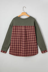 Vintage Plaid Patchwork Drop Shoulder Sweatshirt