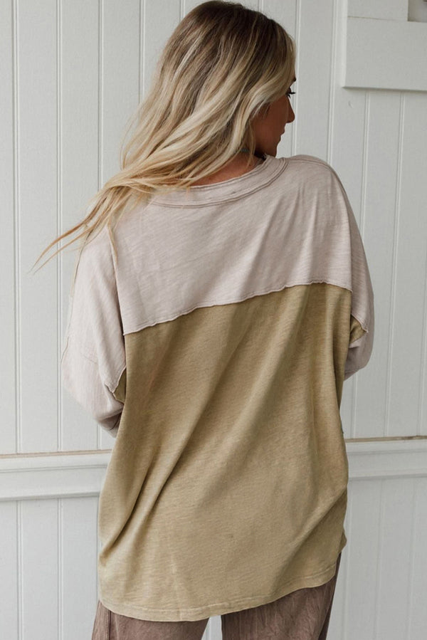 Flower Patched Exposed Seam Bracelet Sleeve Oversized T Shirt