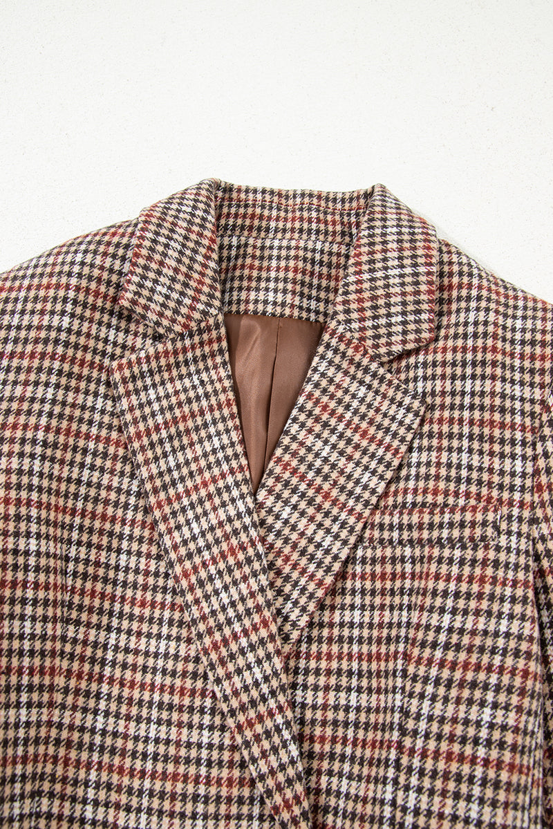 Houndstooth Lapel Collar Blazer