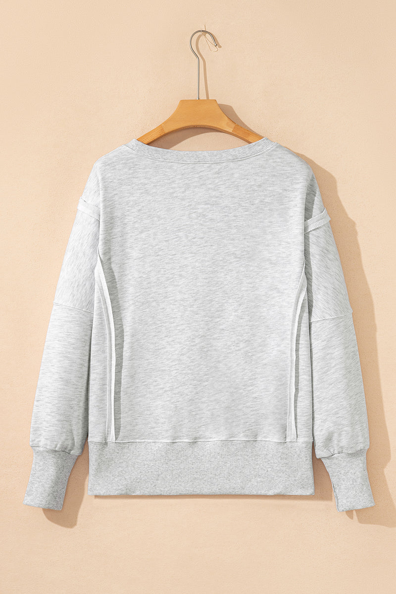 Faded Varsity Print Loose Pullover Top