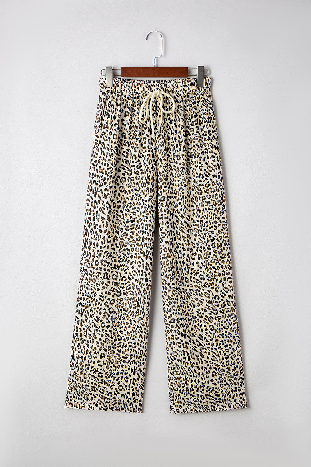 Leopard Drawstring Elastic Waistband Loose Pants
