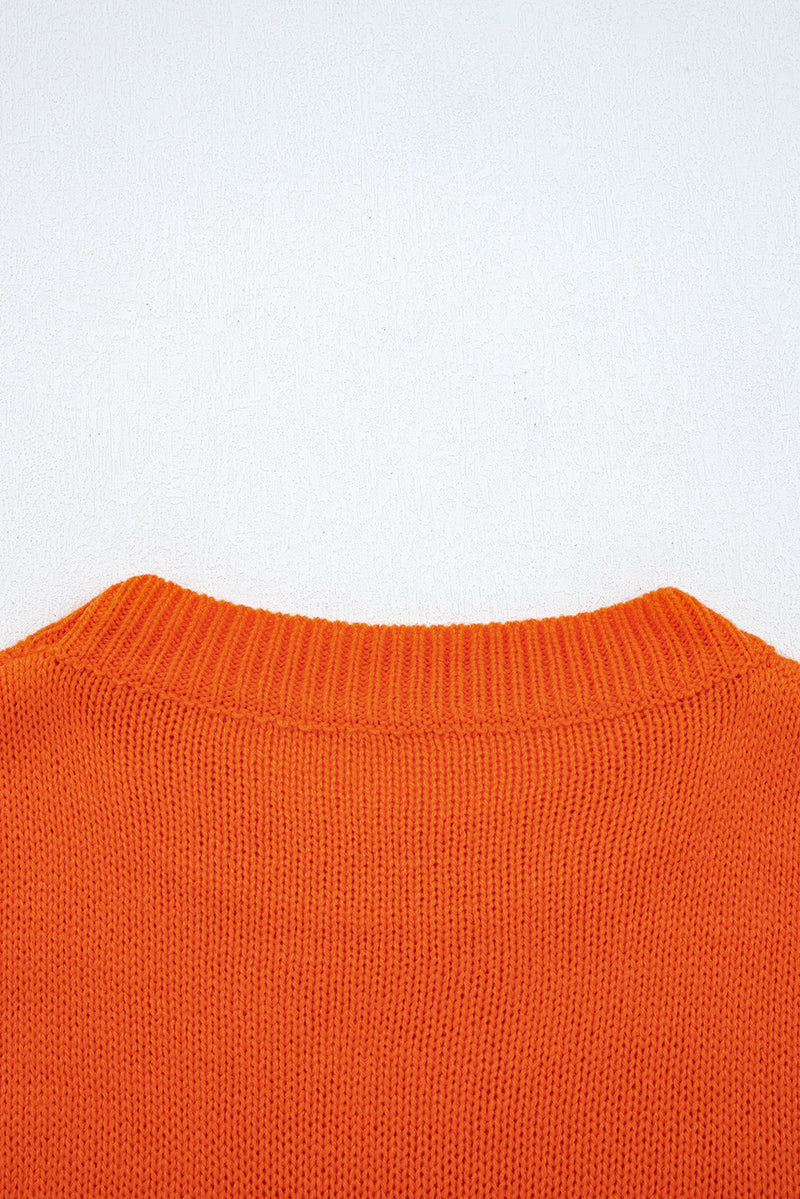 Halloween Spooky Face Hollowed Pattern Casual Sweater