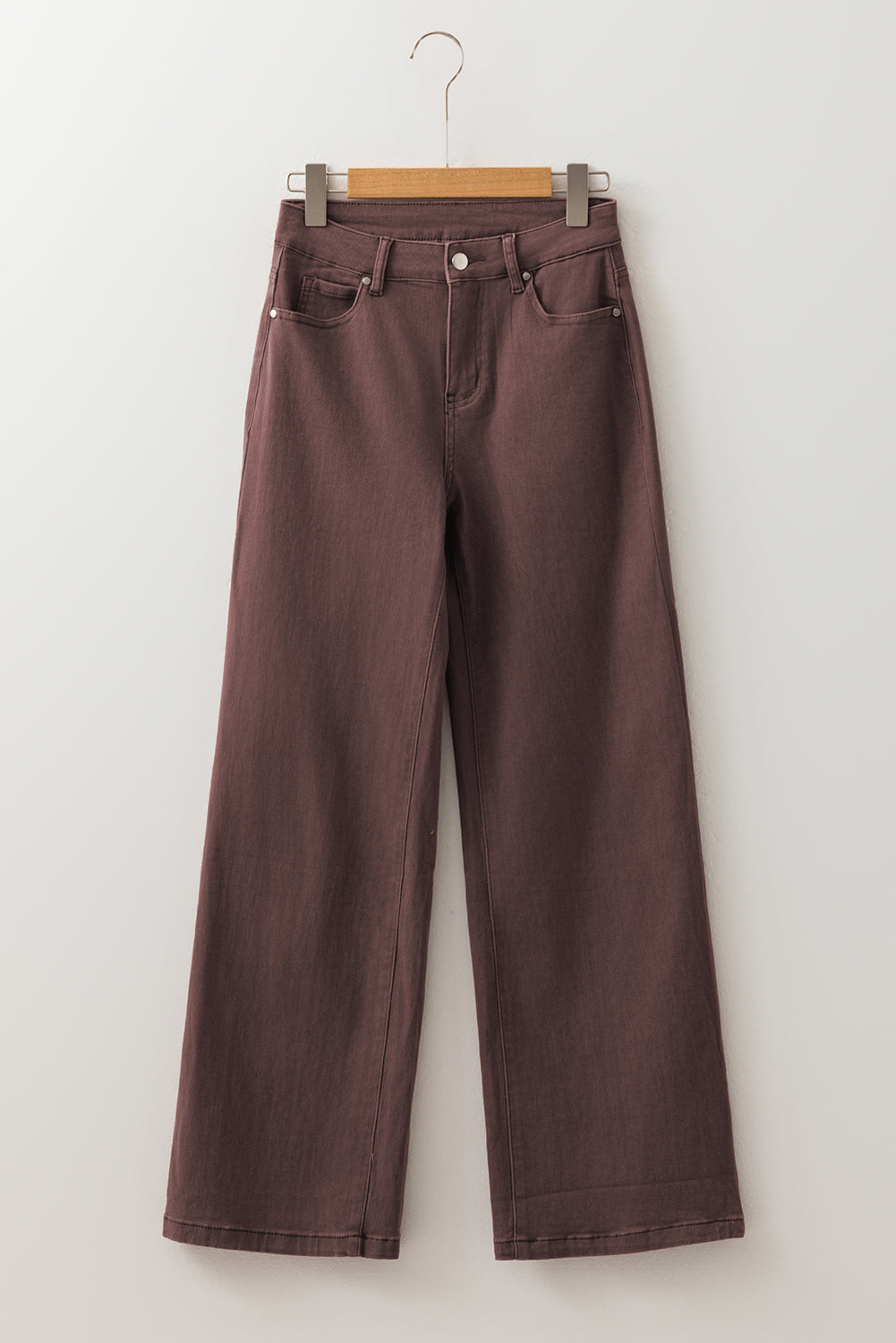 Loose Straight High Waist Solid Color Jeans
