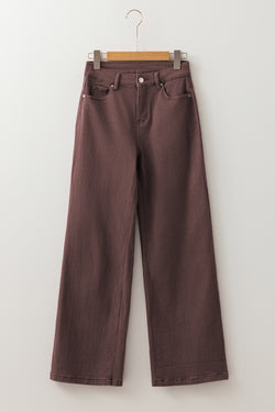 Loose Straight High Waist Solid Color Jeans