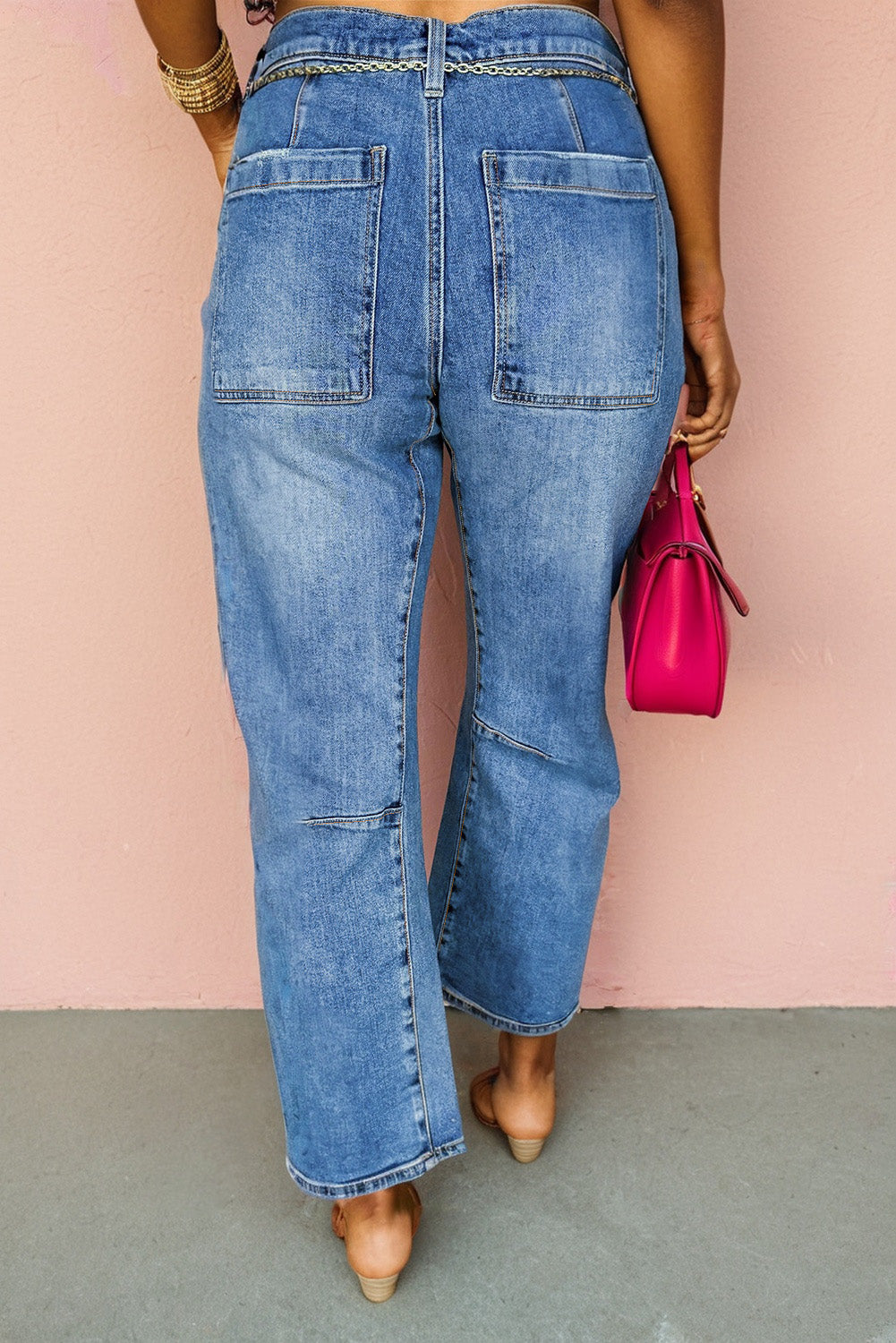 High Waist Straight Leg Ankle Jeans