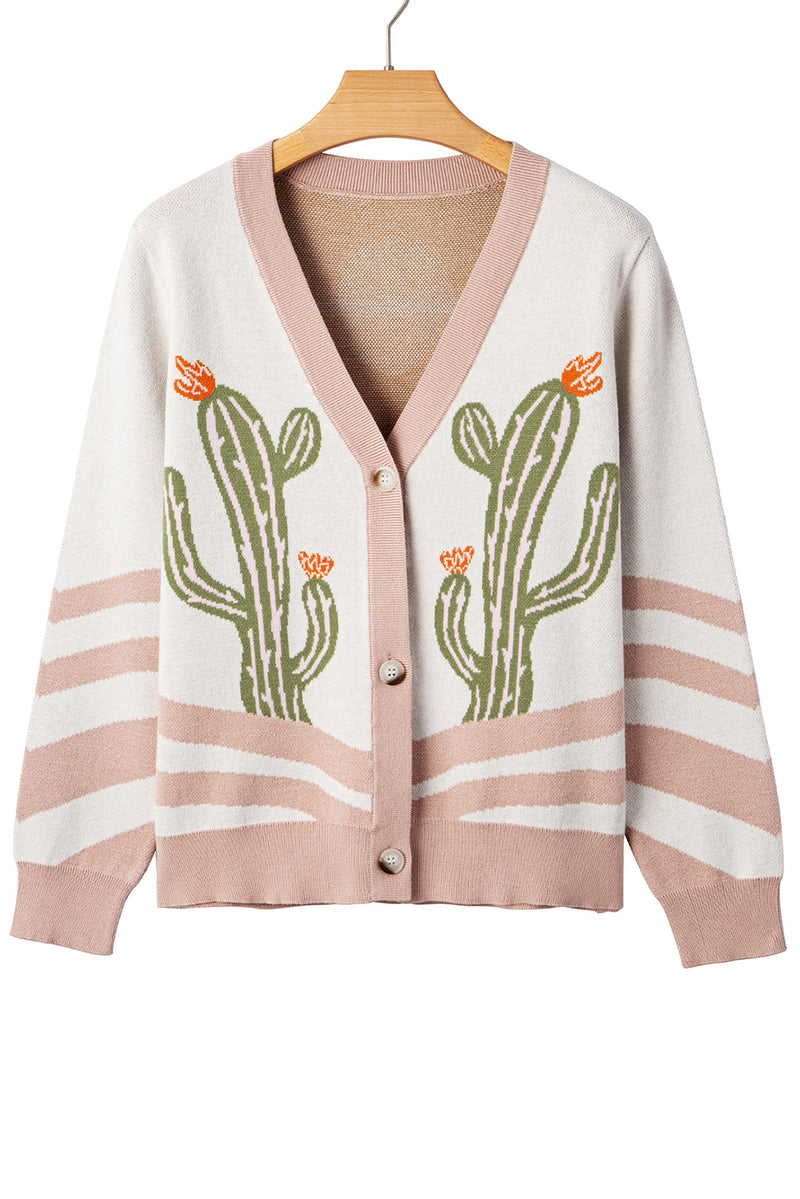 Desert Cactus Buttoned Front Sweater Cardigan