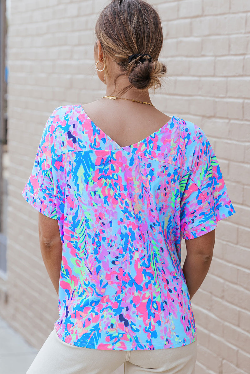 Multicolored Loose Painted Floral Multistyle Tee