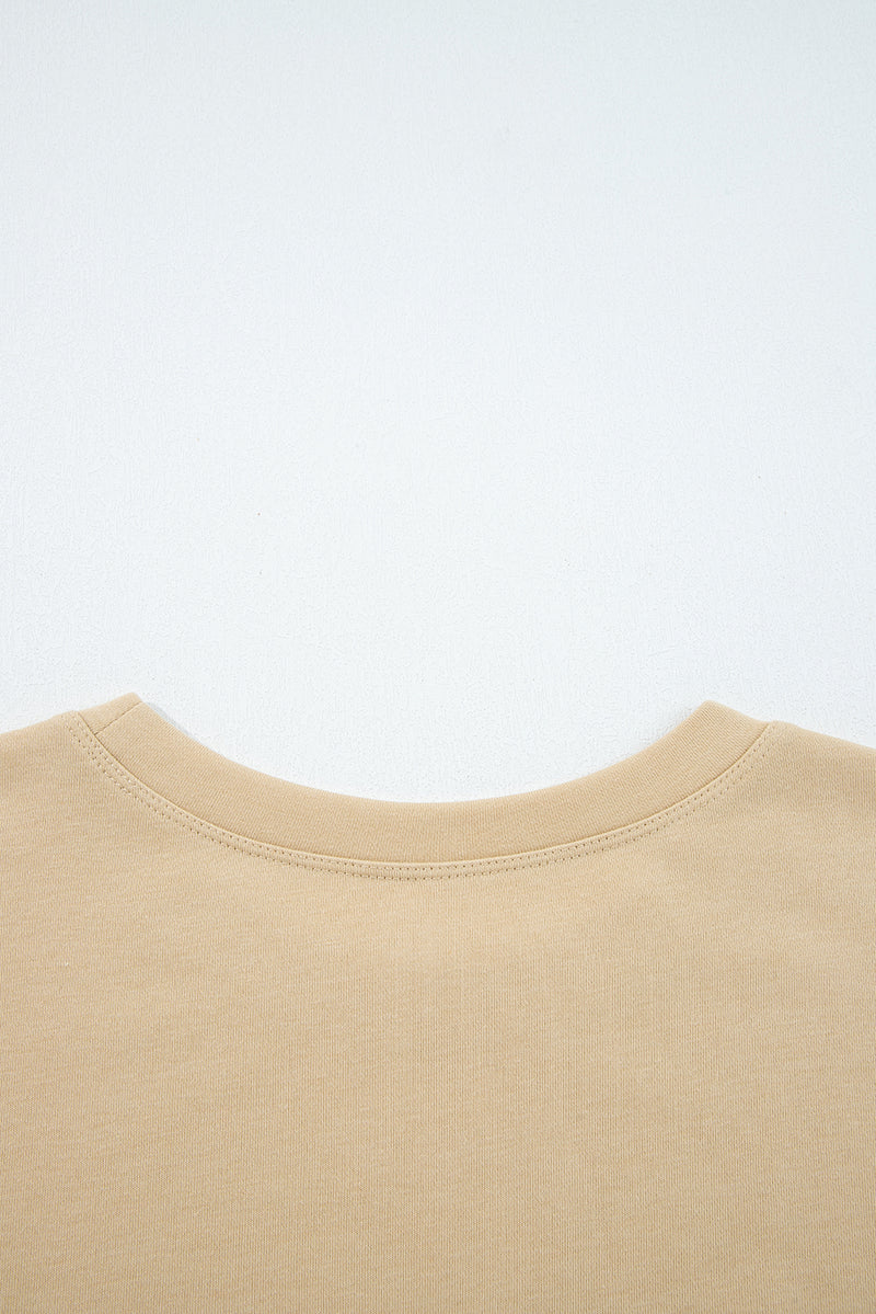 Exposed Seam Contrast Texture Patchwork Plus Size Drop Shoulder Pullover