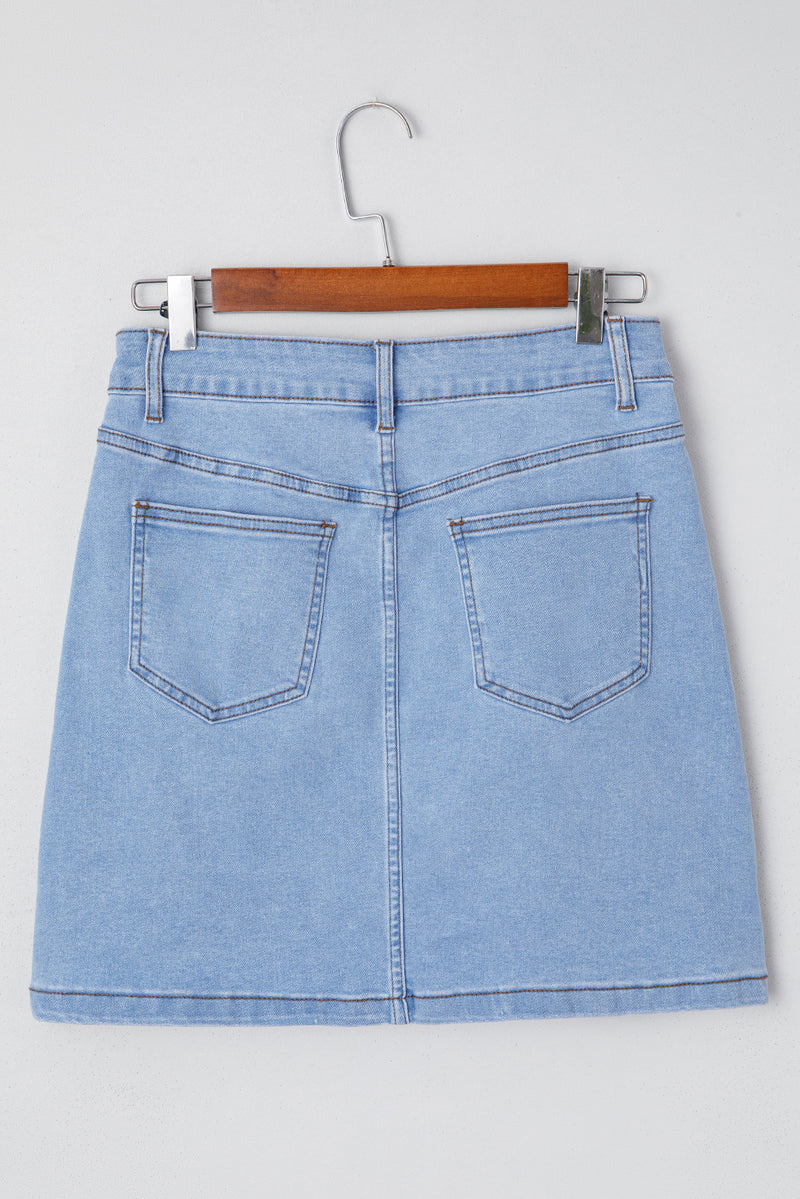 Western Embroidered Denim Mini Skirt