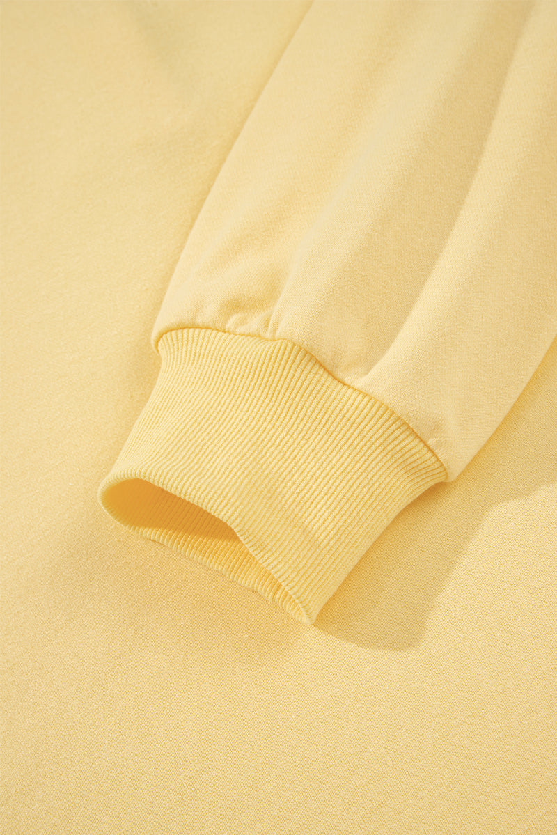 Cream Button Collar Drop Shoulder Pullover and Shorts 2pcs Outfit