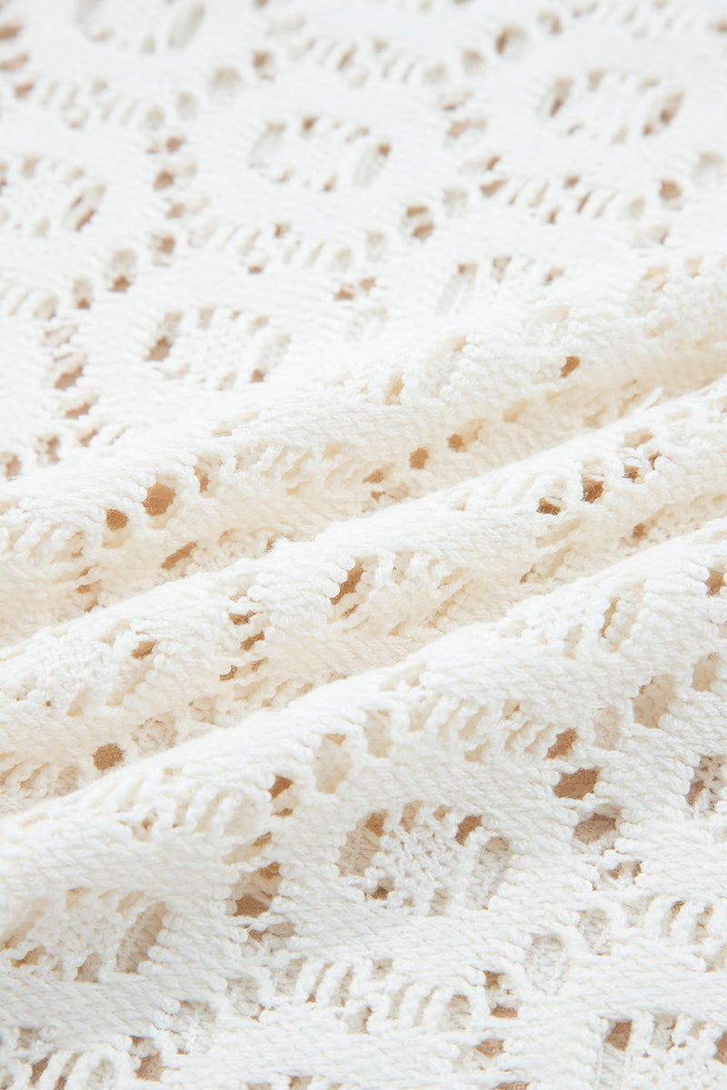 Flower Lace V Neck Ruffled Sleeve Top