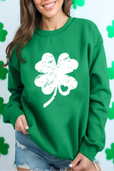St. Patricks Lucky Clover Graphic Sweatshirt