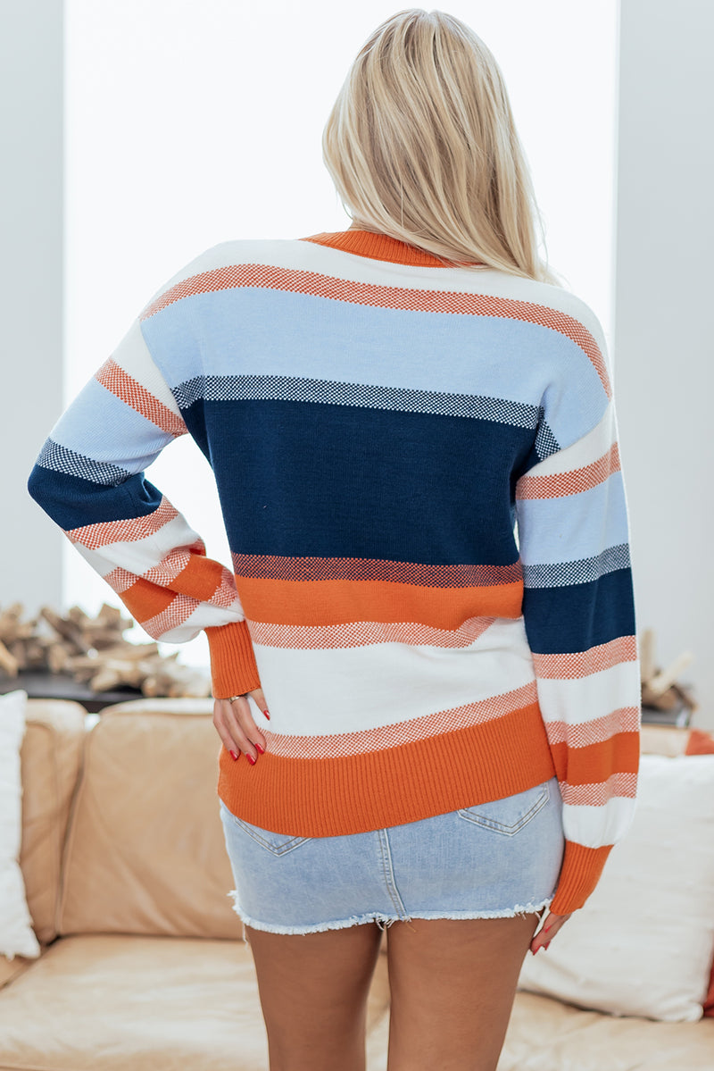 Color Block Round Neck Tunic Sweater