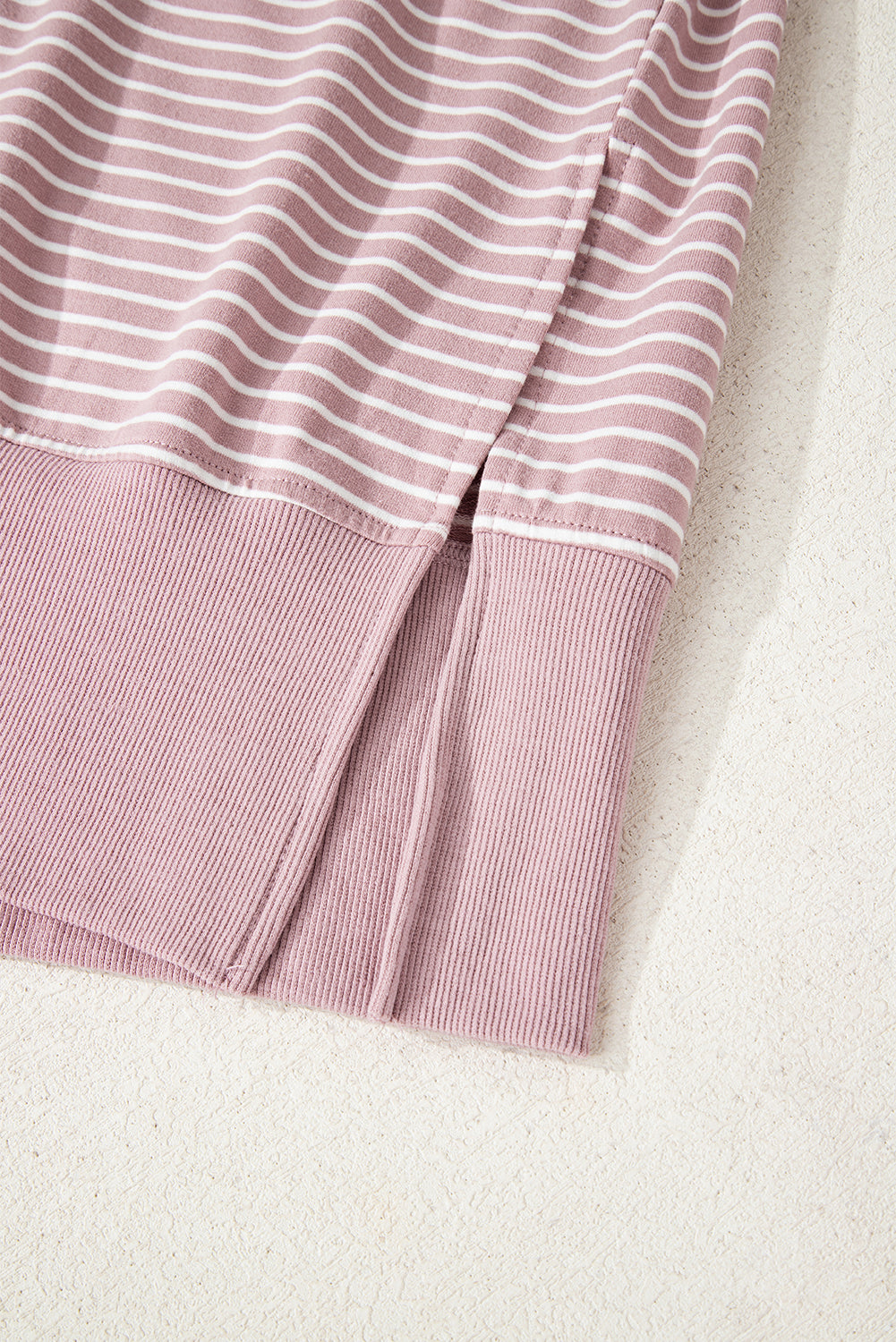 Stripe Thumbhole Side Slits Drop Shoulder Loose Fit Hoodie