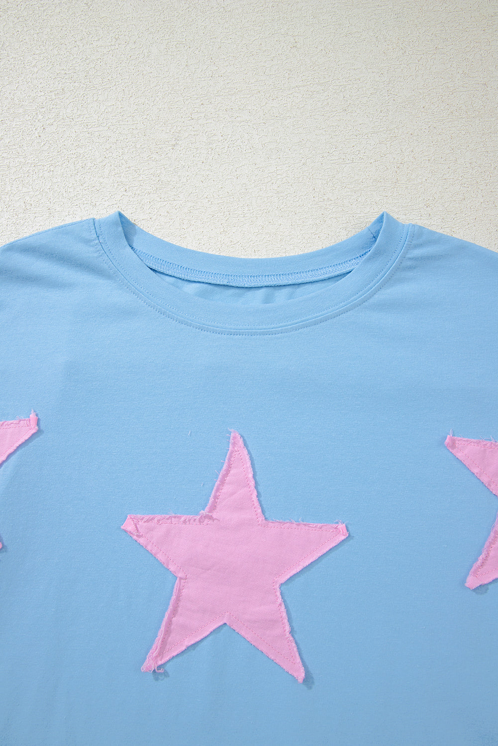 Frayed Denim Star Patched Oversize T Shirt