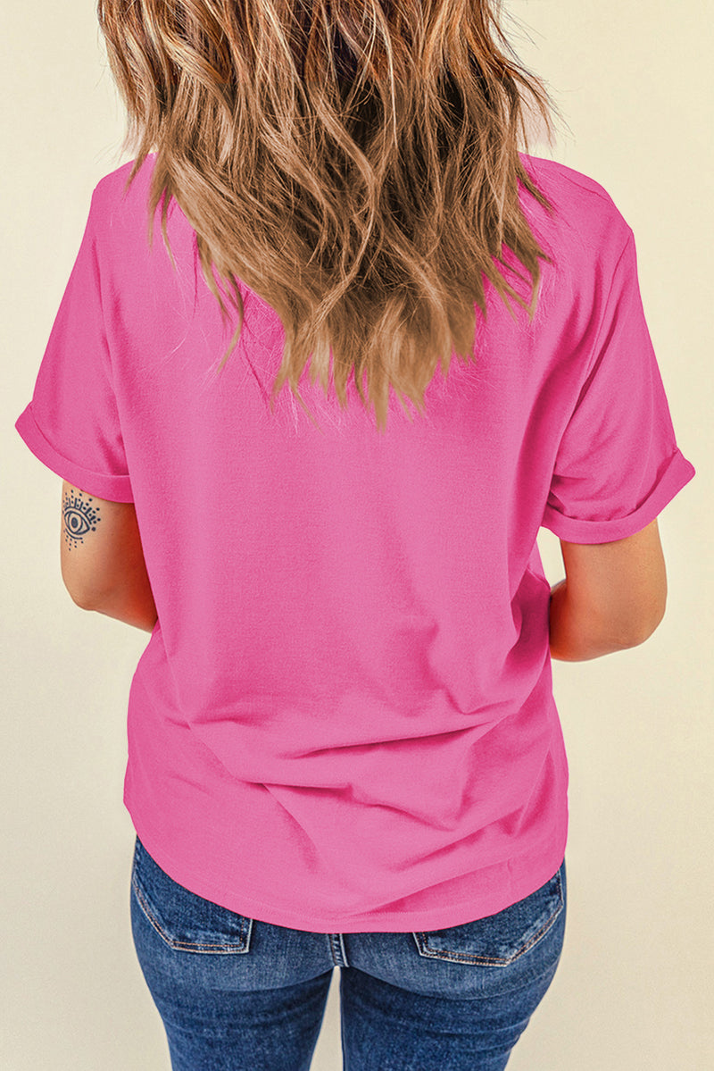 Bright Casual Plain Crew Neck Tee