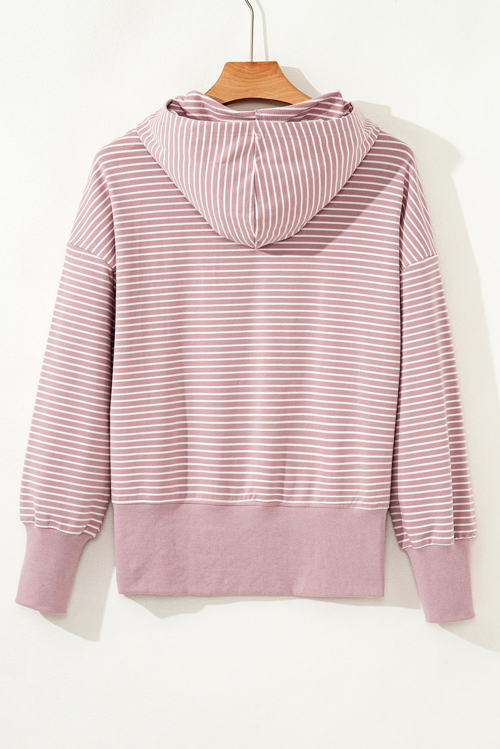 Stripe Thumbhole Side Slits Drop Shoulder Loose Fit Hoodie