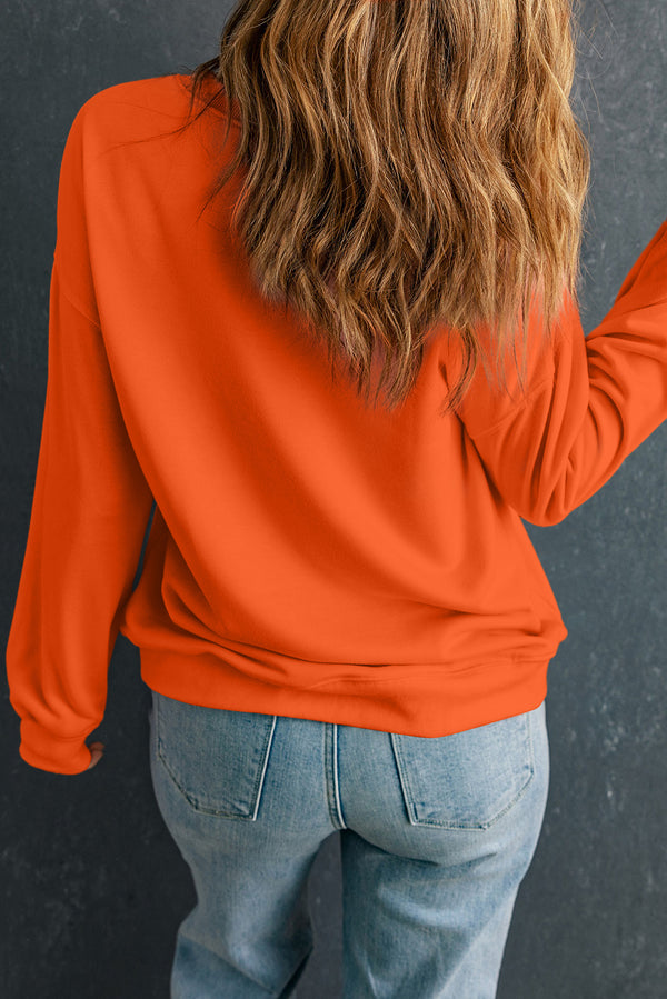 Sequin Halloween Ghost Patched Drop Shoulder Sweatshirt