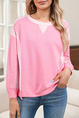 2-tone Color Block Patchwork Drop Shoulder Sweatshirt
