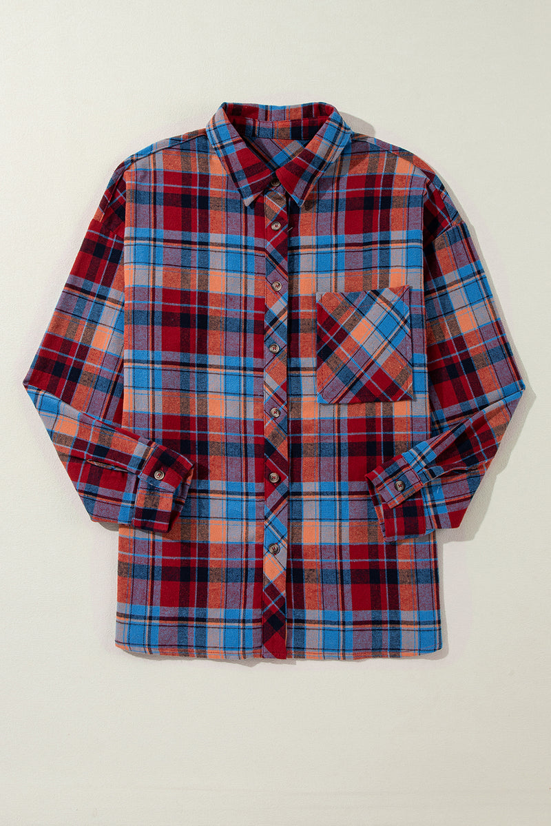Overlay Plaid Print Loose Vintage Shirt