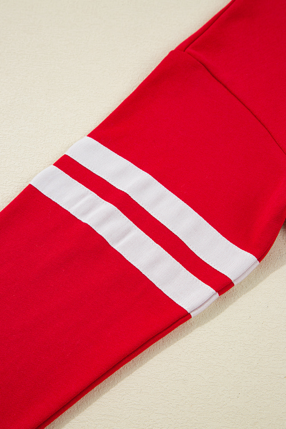 Solid Varsity Striped Sleeve Drop Shoulder Sweatshirt and Short Set