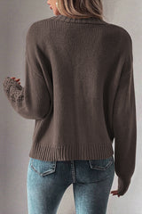 Solid Open Knit Drop Shoulder Sweater Cardigan