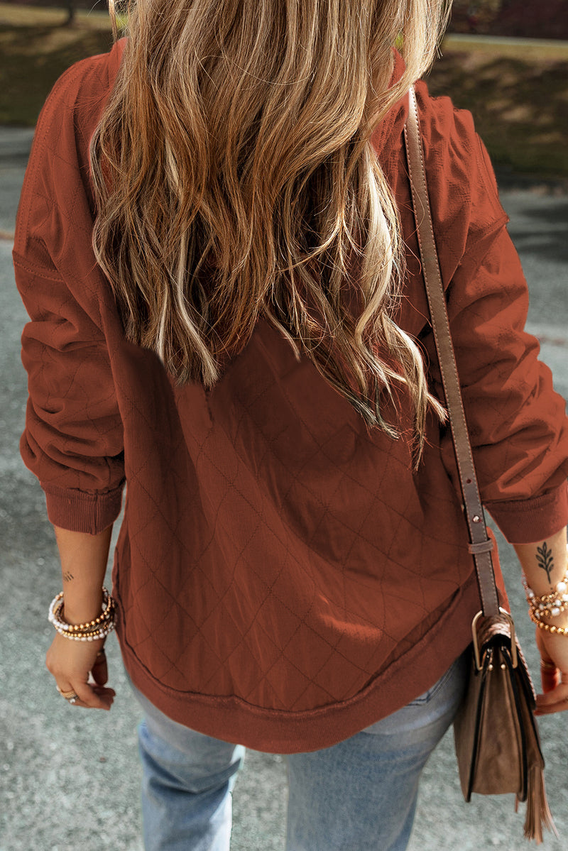 Solid Quilted Patchwork Exposed Seam Hoodie