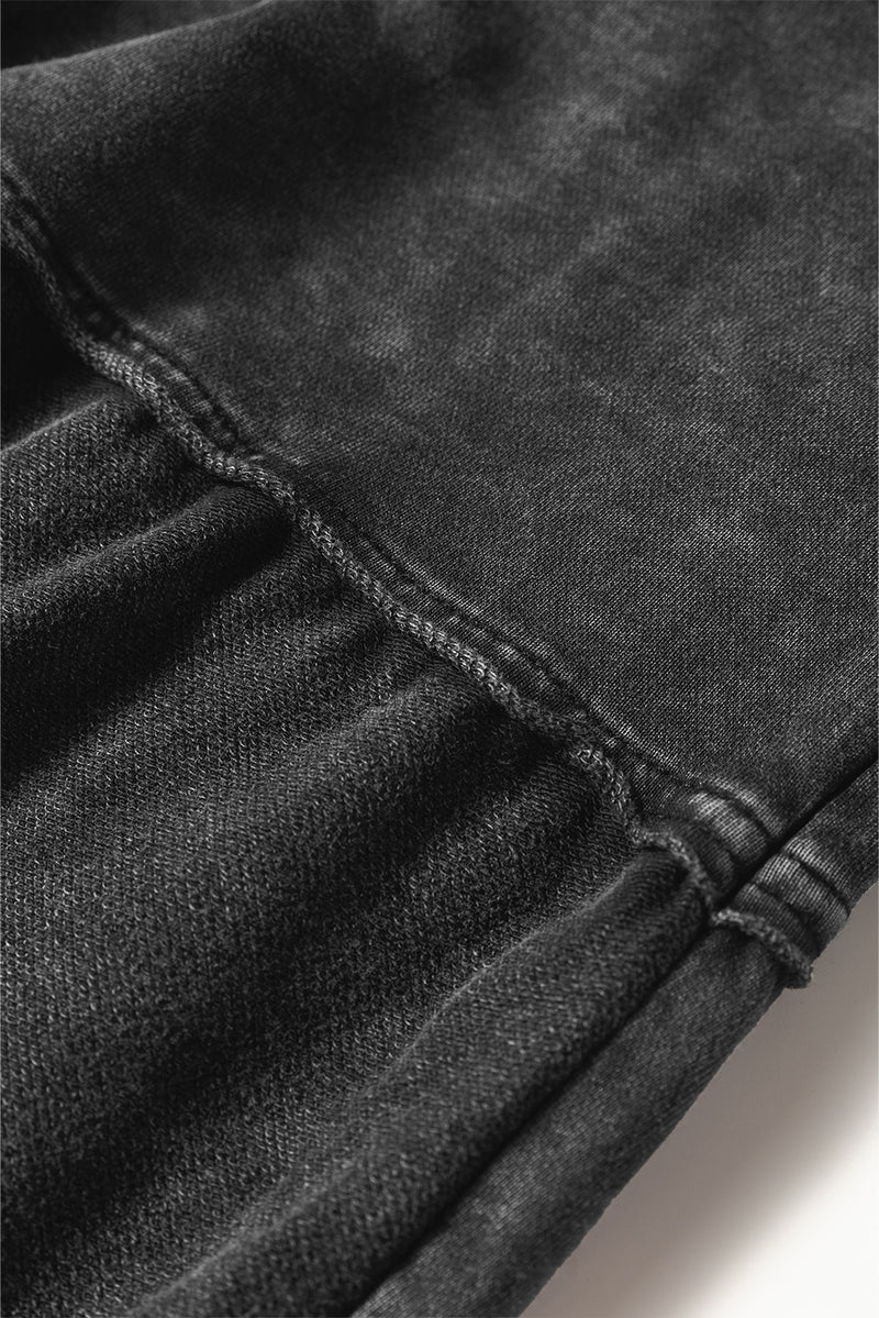 Mineral Wash Tiered Wide Leg Patchwork Drawstring Pants