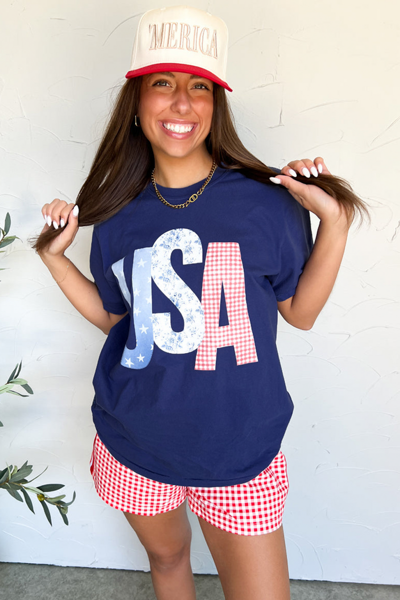 USA Graphic July 4th Crew Neck T Shirt